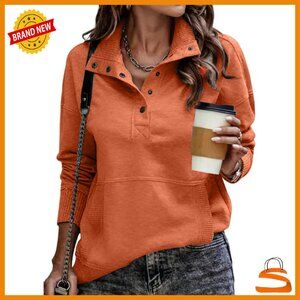 Long Sleeve Button Pullover Sweatshirt Lightweight Casual Tops
